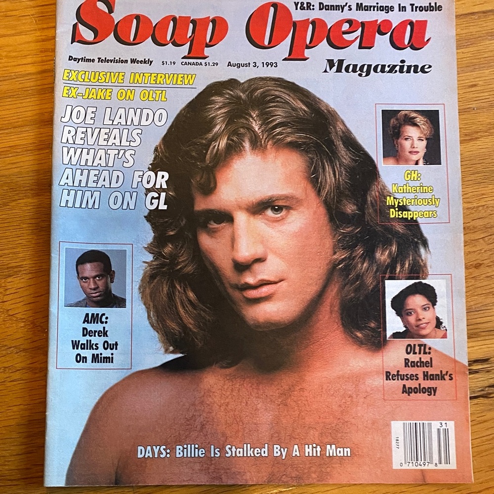 Aug 3rd 1993 Soap Opera Digest featuring Joe Lando from Dr Quinn Medicine Woman